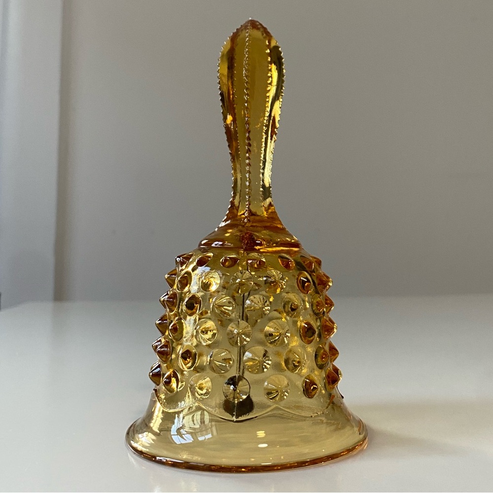 Vintage Fenton Art Glass Colonial Amber Glass Hobnail Bell